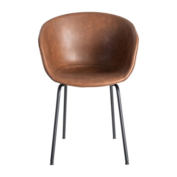 615519-02 SILLA MARRÓN METAL / SIMIL PIEL 59 X 50,50 X 81,50 CM