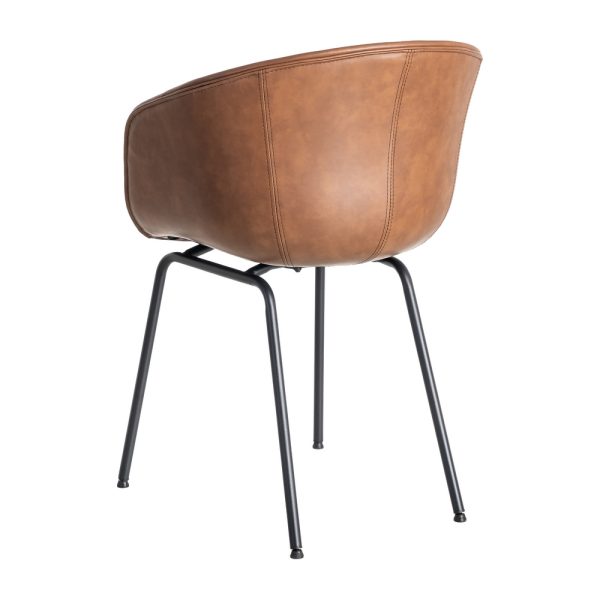 615519-04 SILLA MARRÓN METAL / SIMIL PIEL 59 X 50,50 X 81,50 CM