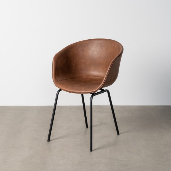 SILLA MARRÓN METAL / SIMIL PIEL 59 X 50,50 X 81,50 CM
