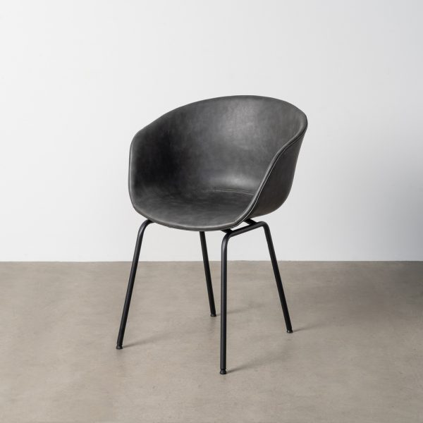 615520 SILLA NEGRO METAL / SIMIL PIEL 59 X 50,50 X 81,50 CM