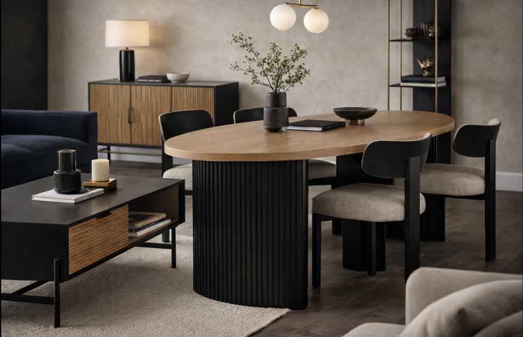 MESA CENTRO NEGRO-NATURAL DM-MADERA 124 X 60 X 43,50 CM