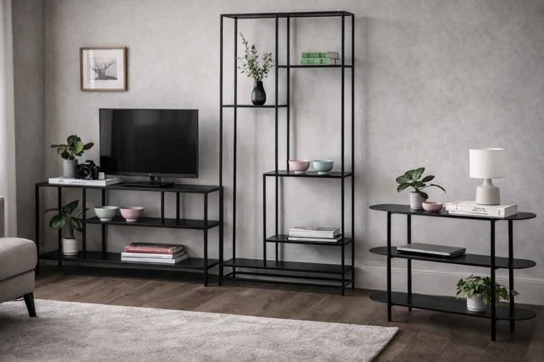 CONSOLA NEGRO METAL ENTRADA 100 X 26 X 75 CM