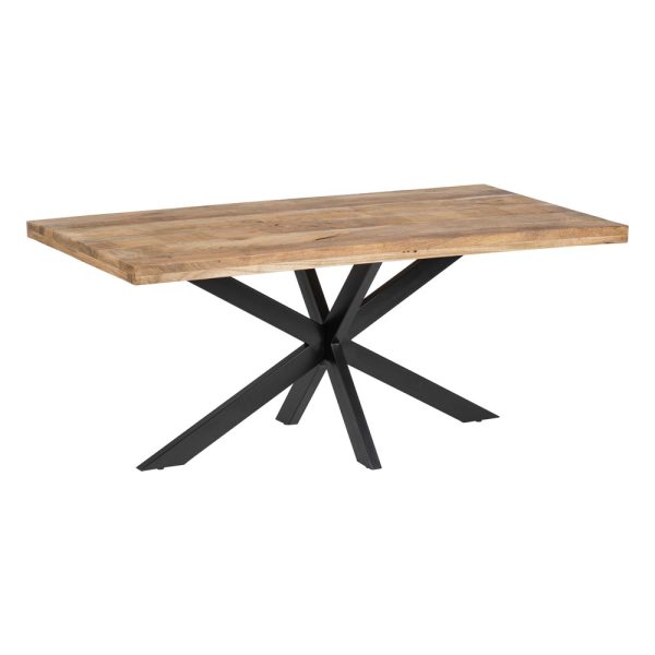 MESA COMEDOR NATURAL-NEGRO MADERA-HIERRO 180 X 90 X 79 CM