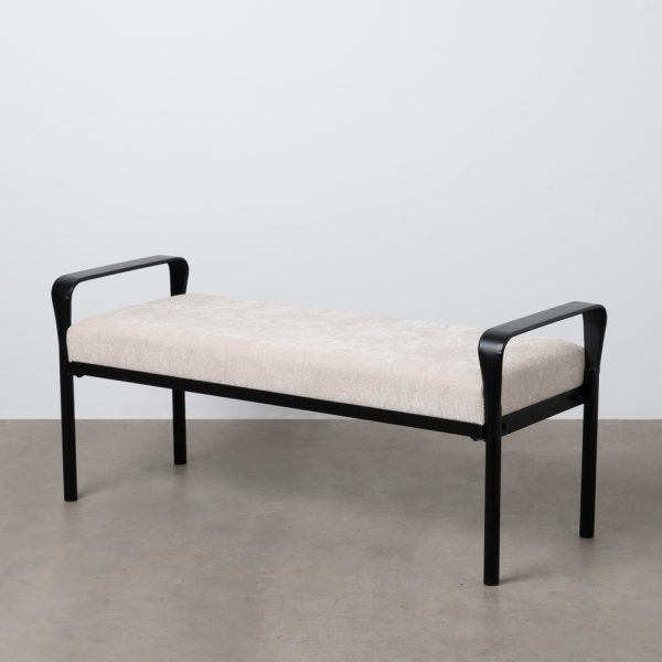 BANCO BEIGE TEJIDO-METAL 121 X 46 X 52 CM