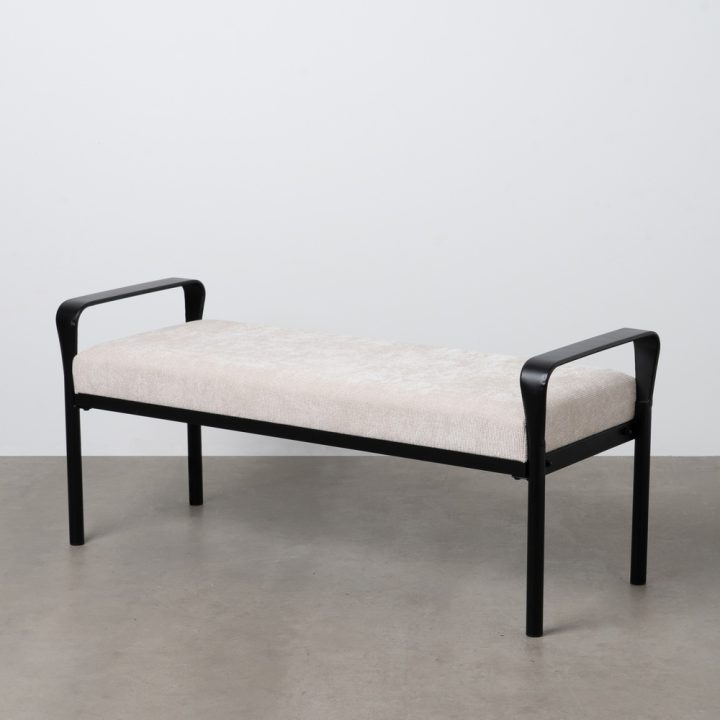 BANCO BEIGE TEJIDO-METAL 121 X 46 X 52 CM