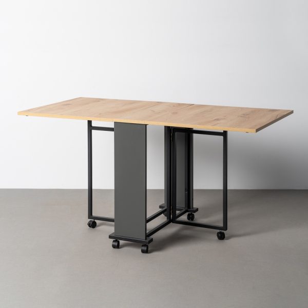 MESA PLEGABLE PLEGABLE NEGRO-NATURAL 148 X 71 X 74 CM