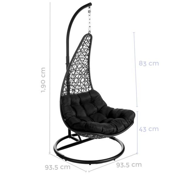 SILLA LÁGRIMA DIDO CON MÁSTIL NEGRO 104 X 104 X 192 CM