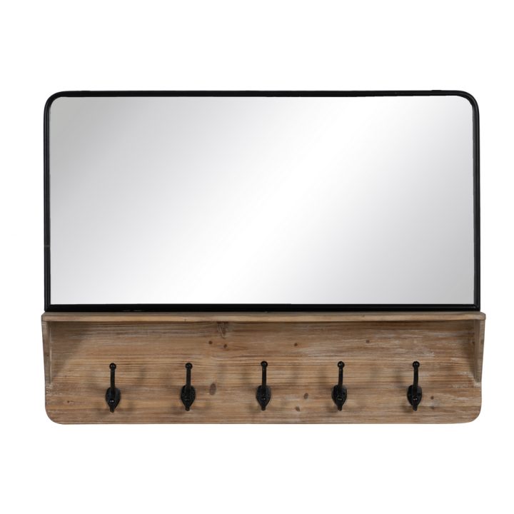 ESPEJO NATURAL-NEGRO METAL DECORACIÓN 90 X 13 X 66 CM
