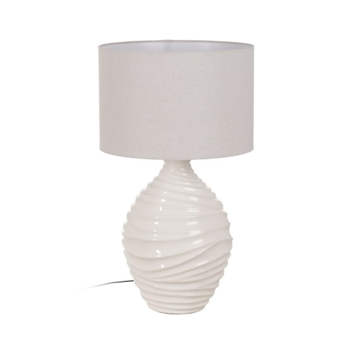 LÁMPARA MESA BLANCO CERÁMICA ILUMINACIÓN 38 X 38 X 67 CM