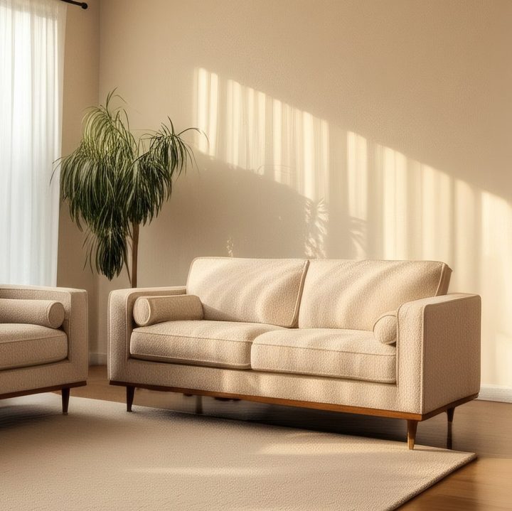 SOFÁ 2 PLAZAS BEIGE TEJIDO-MADERA 171 X 89 X 83 CM