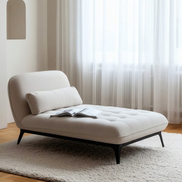 CHAISE-LOUNGER CREMA TEJIDO-METAL 172 X 92 X 81 CM