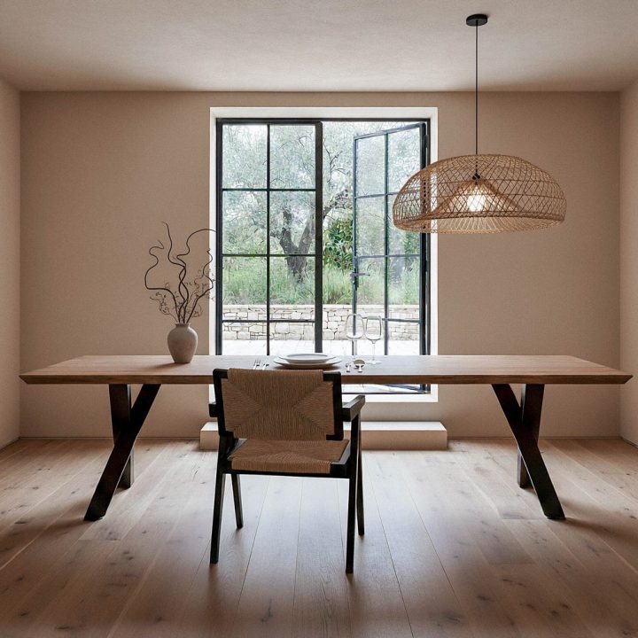 MESA COMEDOR NATURAL MADERA-HIERRO SALÓN 300 X 100 X 76 CM