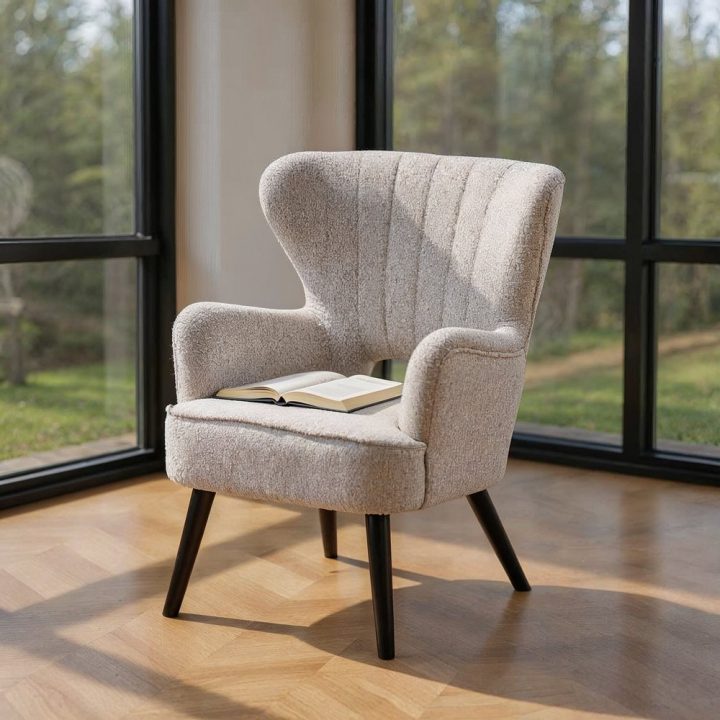 SILLÓN JASPEADO CRUDO TEJIDO-MADERA 70 X 74 X 90 CM