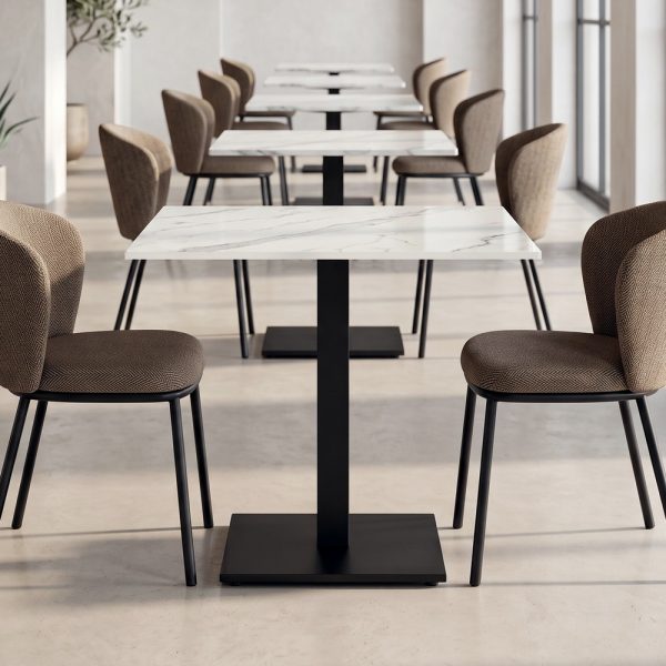 MESA BLANCO PIEDRA SINTERIZADA CONTRACT 80 X 80 X 75 CM