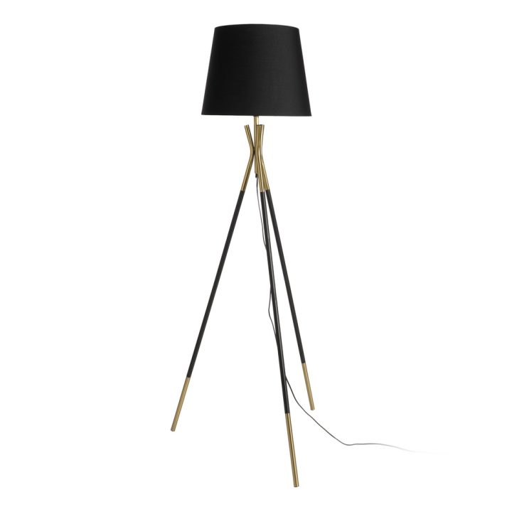 LÁMPARA SUELO NEGRO-ORO TEJIDO-METAL 40 X 40 X 159 CM