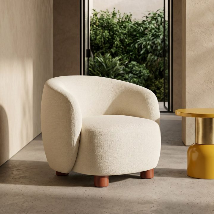SILLÓN CREMA TEJIDO-METAL 73 X 82 X 70 CM