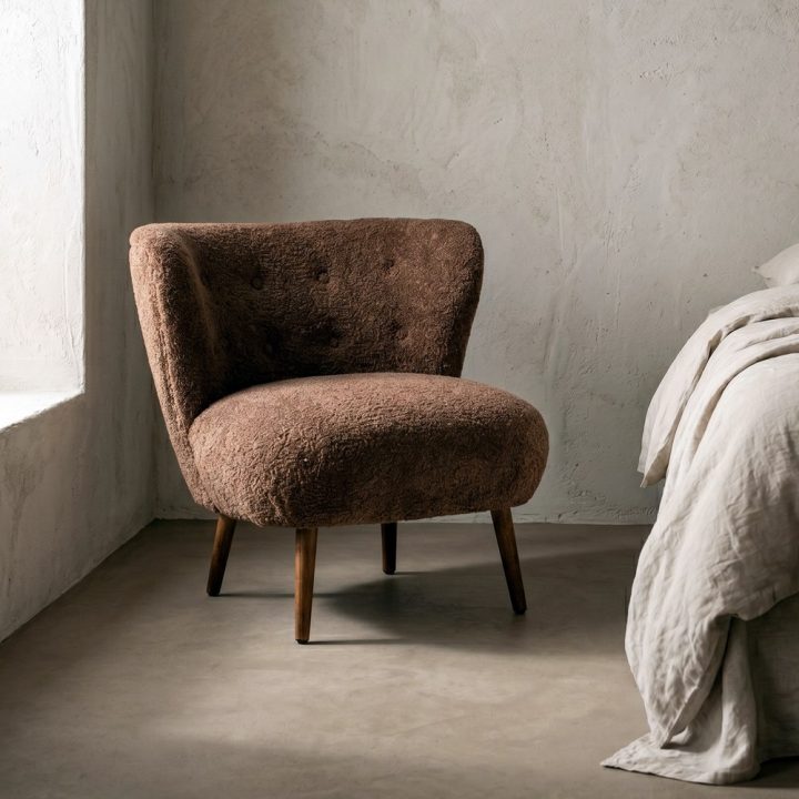 SILLÓN TAPIZADO MARRÓN 78 X 77 X 72 CM
