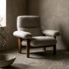SILLÓN TAPIZADO BEIGE MADERA 97 X 86 X 80 CM