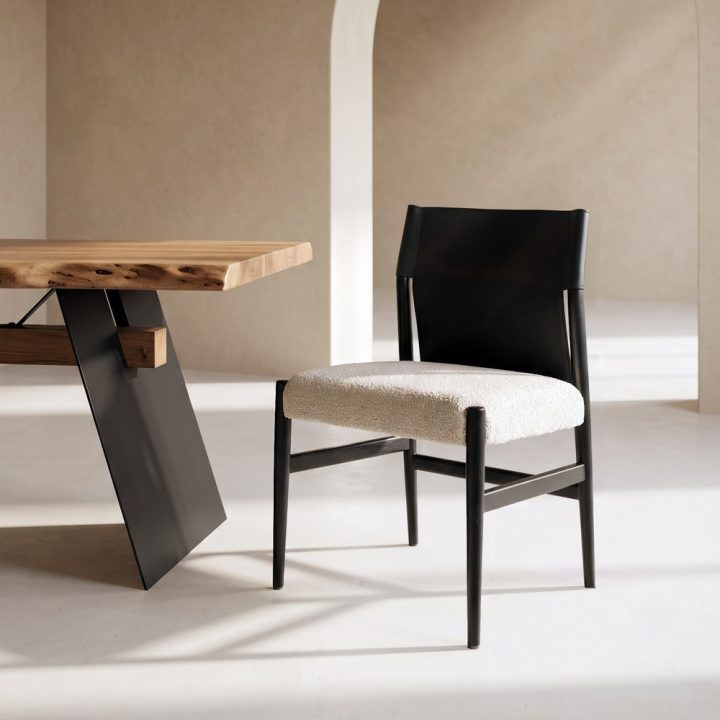 SILLA BLANCO Y NEGRO METAL / TEJIDO 50 X 50 X 81,50 CM