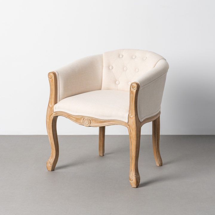 SILLÓN NATURAL-BLANCO TEJIDO-MADERA 63 X 60 X 69 CM