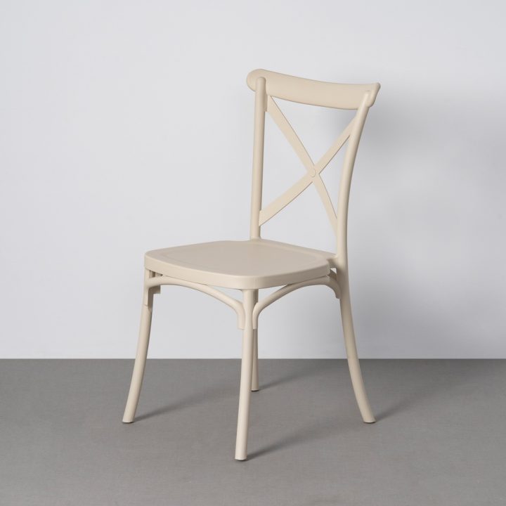 SILLA APILABLE EXTERIOR CREMA PP 53 X 43 X 88 CM