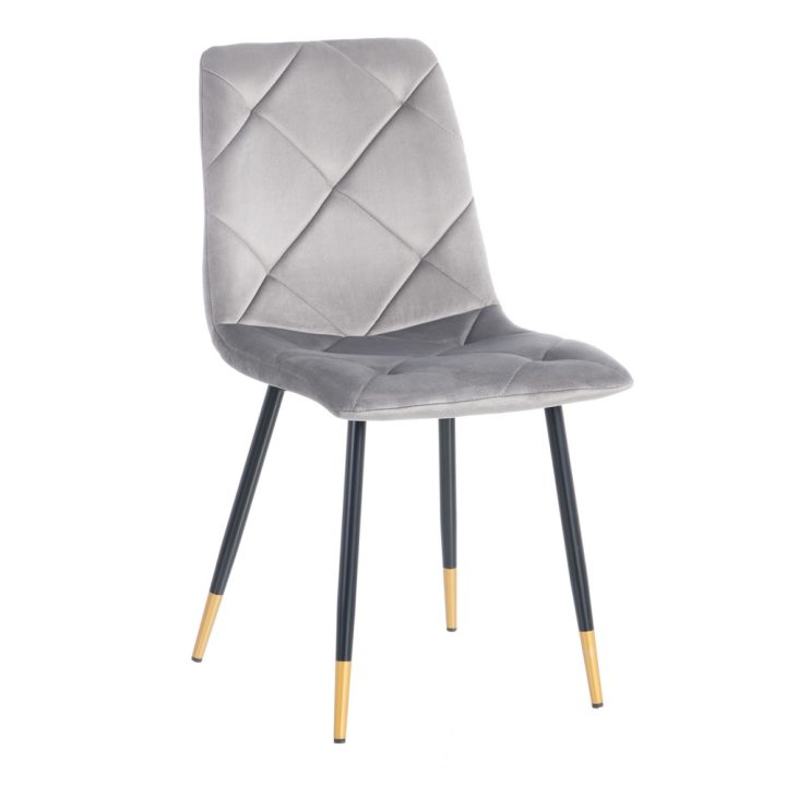 SILLA TERCIOPELO GRIS TEJIDO-METAL 45 X 50 X 86 CM