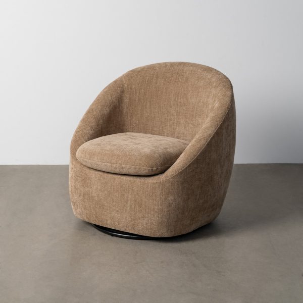 SILLÓN GIRATORIO TAUPE TEJIDO-MADERA 72 X 63 X 73 CM