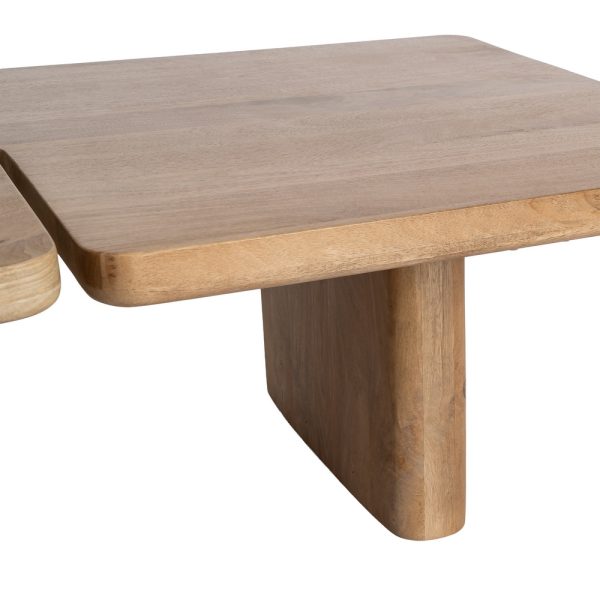 S/2 MESA CENTRO NATURAL MADERA DE MANGO 120 X 70 X 36 CM