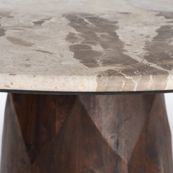 MESA COMEDOR MADERA-MÁRMOL SALÓN 120 X 120 X 77 CM