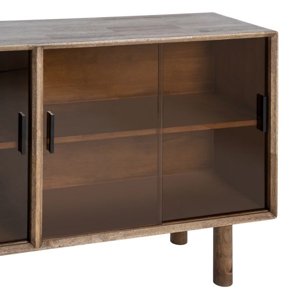 APARADOR MARRÓN MADERA-CRISTAL 160 X 46 X 80 CM