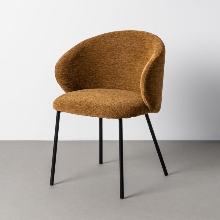 SILLA MARRÓN TEJIDO-METAL CONTRACT 56,50 X 56 X 74,50 CM