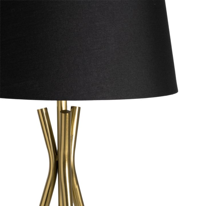 LÁMPARA SUELO NEGRO-ORO TEJIDO-METAL 40 X 40 X 159 CM