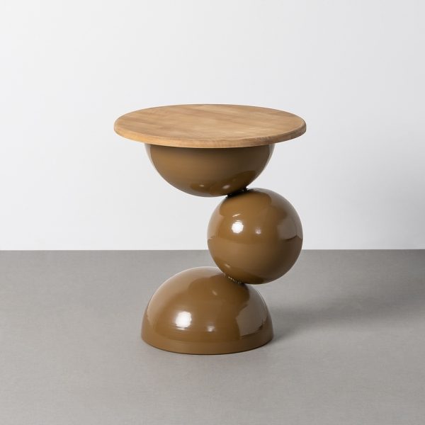 MESITA MARRÓN MADERA-METAL 49,50 X 49,50 X 58,50 CM