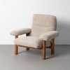 SILLÓN TAPIZADO BEIGE MADERA 97 X 86 X 80 CM