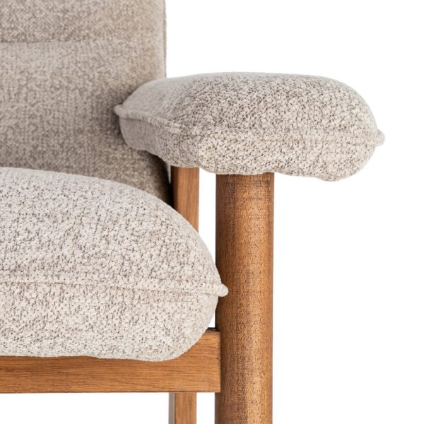 SILLÓN TAPIZADO BEIGE MADERA 97 X 86 X 80 CM