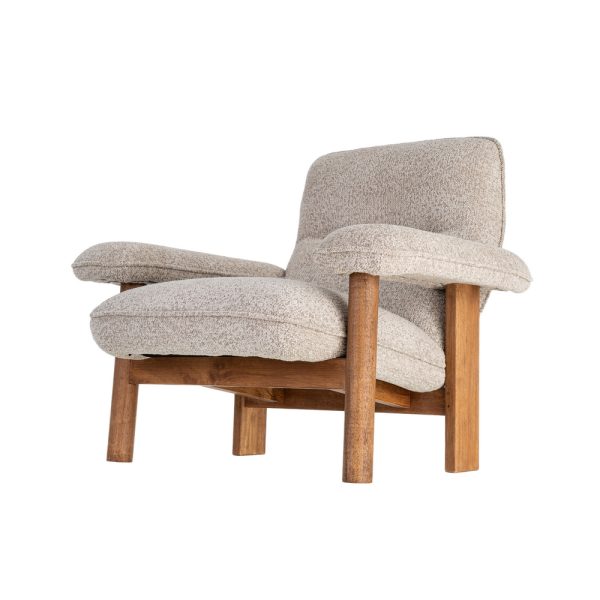 SILLÓN TAPIZADO BEIGE MADERA 97 X 86 X 80 CM