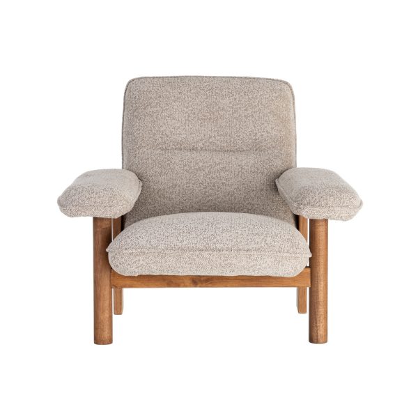 SILLÓN TAPIZADO BEIGE MADERA 97 X 86 X 80 CM