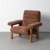 SILLÓN TAPIZADO MARRÓN MADERA 96 X 86,50 X 82,50 CM