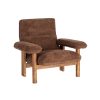 SILLÓN TAPIZADO MARRÓN MADERA 96 X 86,50 X 82,50 CM