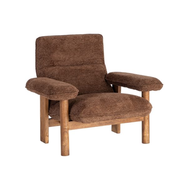 SILLÓN TAPIZADO MARRÓN MADERA 96 X 86,50 X 82,50 CM