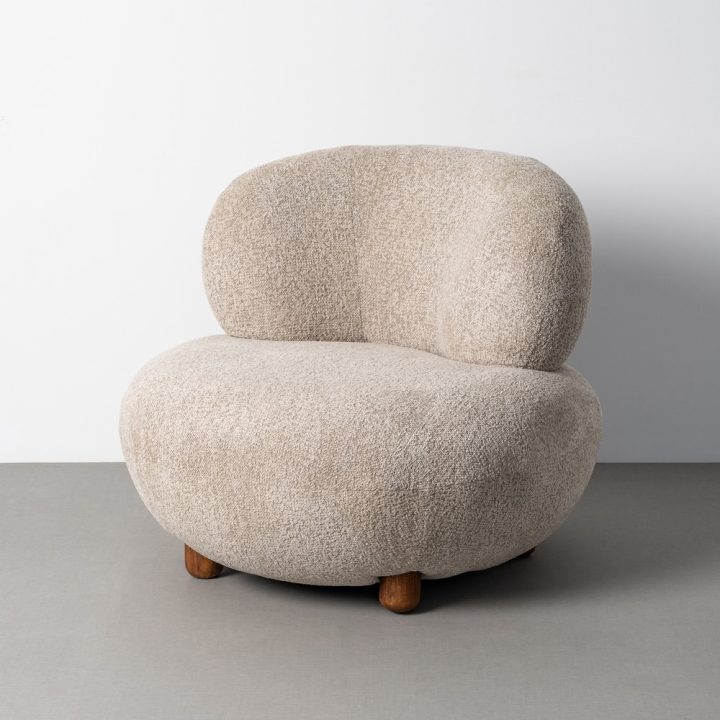 SILLÓN TAPIZADO BEIGE 93 X 93 X 79 CM