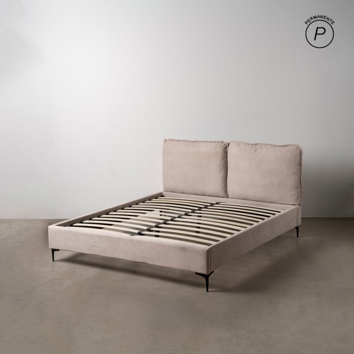 CAMA BEIGE TEJIDO DORMITORIO 163 X 215 X 93 CM