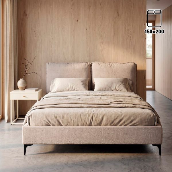 CAMA BEIGE TEJIDO DORMITORIO 163 X 215 X 93 CM