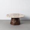 MESA CENTRO MADERA-MÁRMOL SALÓN 90 X 90 X 40 CM
