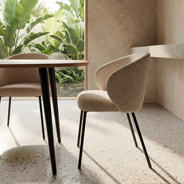 SILLA BEIGE TEJIDO-METAL CONTRACT 56,50 X 56 X 74,50 CM
